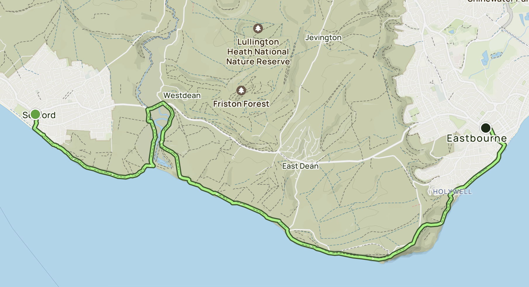 AllTrails map of Seaford to Eastbourne Seven Sisters Hike